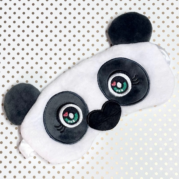 Kawaii Panda Bear Sleep Mask - Plush Panda Sleeping Mask w Satin Lining Mask - Picture 3 of 3